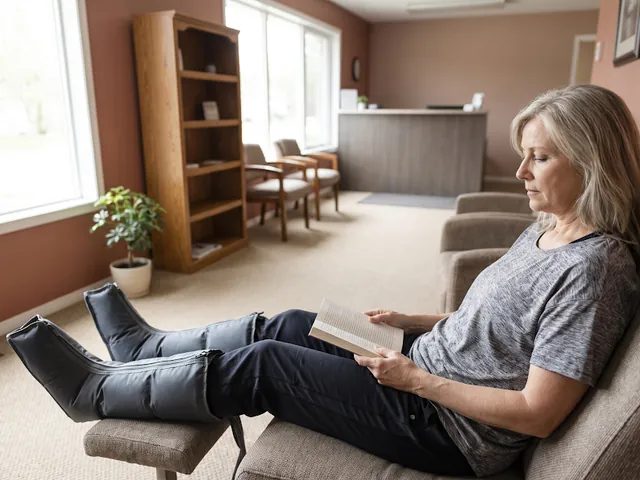 Patient using compression recovery boots