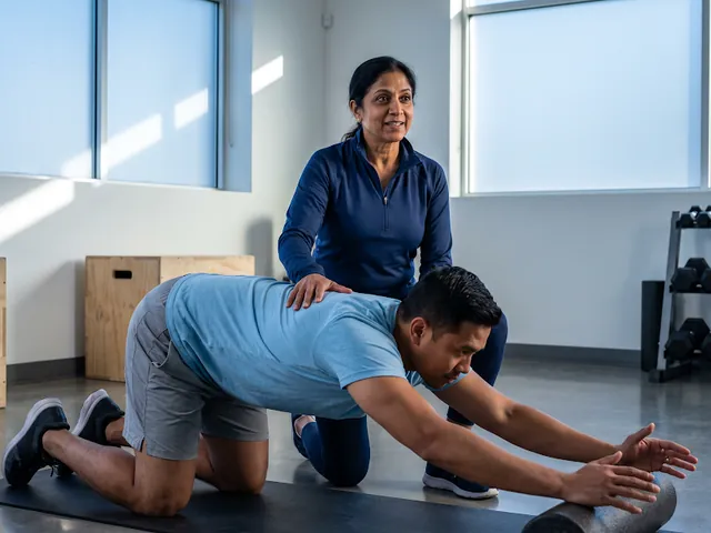 Person performing a mat mobility exercise